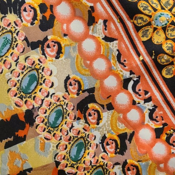 Sante Classics Kaftan Maxi Dress Tiger stripre animal /pearl print V Neck OS NEW - Picture 4 of 7